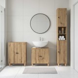 Cumpara ieftin Set de cabinet pentru baie cu 3 piese ALKMAAR Stejar Artizanal
