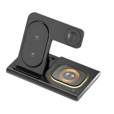 Incarcator universal, 4 in 1, Wireless, Magnetic, Cu lumina de noapte, Incarcare rapida, 15 W, Pentru telefon, Smartwatch, Casti airpods