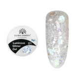 Gel luminiscent Luminous Glitter Gel cu sclipici hexagon 5g, 01