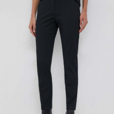 Sisley pantaloni femei, culoarea negru, drept, medium waist