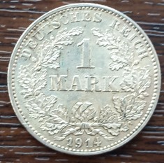 (A319) MONEDA DIN ARGINT GERMANIA - 1 MARK 1914, LIT. G, STARE FOARTE BUNA