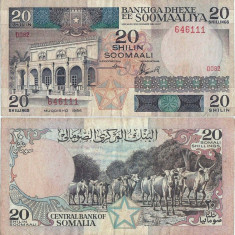 1986 , 20 shilin soomaali / somali shillings ( P-33b ) - Somalia