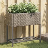 vidaXL Jardinieră de grădină cu raft, gri, poliratan 366389