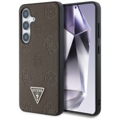Husa Samsung Galaxy S25 Guess Peony Grained Hot Stamp Triangle Logo MagSafe, maro, GUHMS25SPGBTMW foto