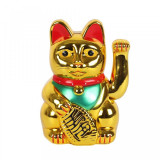 Statueta Feng Shui Pisica pentru noroc si prosperitate - 15cm - Auriu lucios