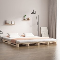 vidaXL Cadru de pat dublu 4FT6, 135x190 cm, lemn masiv de pin