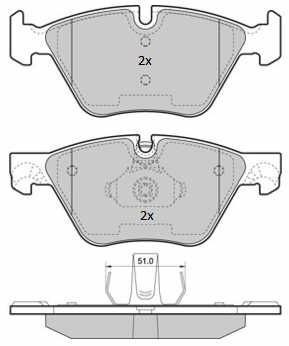 Placute frana BMW Seria 3 (E90/ E91), Seria 5 (E60), X1 (E84), Z4 (E89) SRLine parte montare : Punte fata