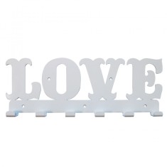 Cuier metalic Love Alb