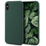 Husa pentru telefon, moozy, pentru iphone x / xs, verde inchis, silicon