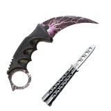 Cumpara ieftin Set pentru Antrenament format din Karambit pentru antrenament fara taius si Briceag fluture pentru antrenament