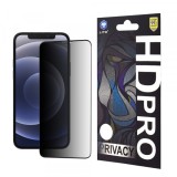 Folie de protectie Ecran Privacy Lito HD Pro pentru Apple iPhone 12 / 12 Pro, Sticla Securizata, Full Glue