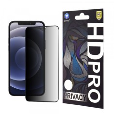 Folie de protectie Ecran Privacy Lito HD Pro pentru Apple iPhone 12 / 12 Pro, Sticla Securizata, Full Glue