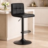 Scaun de bar Artool Prot, rotativ, reglabil pe inaltime, piele ecologica neagra, baza metal