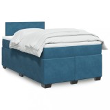 Cumpara ieftin Pat box spring cu saltea, albastru &icirc;nchis, 120x190 cm, catifea
