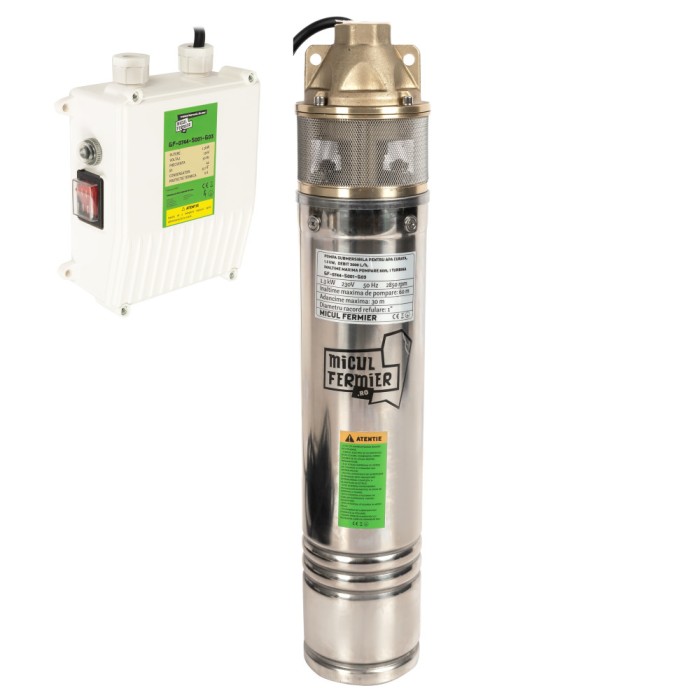 Pompa submersibila Micul Fermier, pentru apa curata, 1.3kW, debit 3000l/h, inaltime maxima pompare 60m, cu o turbina FarmGarden AgroTrade
