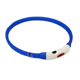 Zgarda din silicon cu Led Pentru Caini, 55cm, Reglabila, Albastru, Reincarcabila, USB Inclus, Ropet