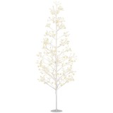 HOMCOM Brad Artificial de Crăciun cu 384 Lumini LED Albe și Crengi Pliabile din PP și Oțel, &Oslash;20x180 cm, Alb | Aosom Romania