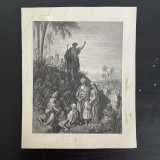 Ioan Botezătorul predic&acirc;nd &icirc;n putie, litografie de Gustav Dore, cca. 1880