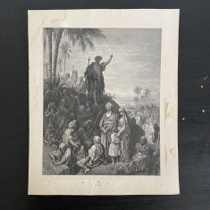 Ioan Botezătorul predic&acirc;nd &icirc;n putie, litografie de Gustav Dore, cca. 1880