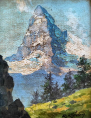 Rudolf Emil Kl&amp;ouml;den (1892-1953)-&amp;quot;Matterhorn&amp;quot;, pictură &amp;icirc;n ulei foto