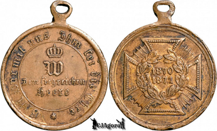 1870-1871 medalia comemorativă a războiului Franco-Prusac- Regatul Prusiei
