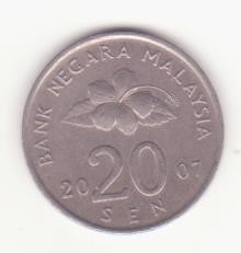 Malayesia 20 sen 2007 foto