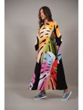 Cumpara ieftin ROCHIE LUNGA MULTICOLORA CU BUZUNARE FRUNZE MAJESTA TALIE UNICA Multicolora