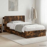 Cumpara ieftin Cadru de pat cu depozitare cu sertar Stejar fumuriu 75 x 190 cm