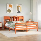 vidaXL Pat cu bibliotecă fără saltea maro 180x200 cm lemn masiv de pin 3321959
