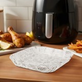 Hartie de copt pentru Air fryer - pentru gatit fara ulei - cu model, patrat - 20 cm - 50 bucati pa