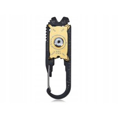 Breloc unealta multifunctionala 20 in 1, din otel inoxidabil, design tip carabina, 8 x 2.5 cm , instrument compact pentru uz zilnic, camping, drumetii
