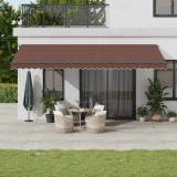 VidaXL Copertină retractabilă manual cu LED-uri, maro, 600x300 cm