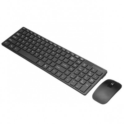 Kit wireless tastatura si mouse mini 2,4 ghz K-06, slim, Negru foto