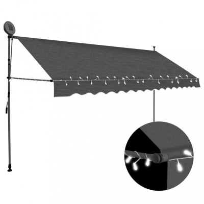 Gossi copertina retractabila manual cu led, antracit, 400 cm foto