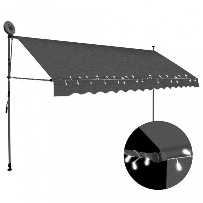 Gossi copertina retractabila manual cu led, antracit, 400 cm