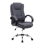 Scaun directorial MH Rudy 2, ergonomic, baza cromata, mecanism de balans, tapiterie stofa, gri inchis