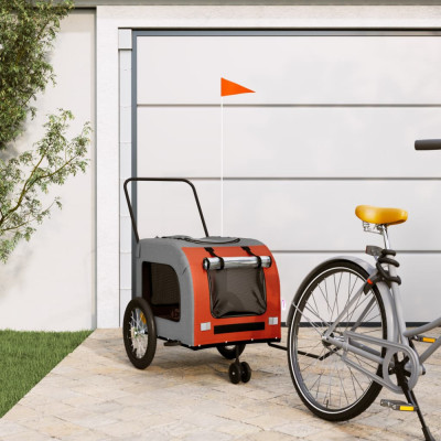 vidaXL Remorcă de bicicletă animale portocaliu/gri, textil oxford/fier foto