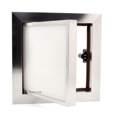 Ușă de vizitare cu ramă din aluminiu Crom si sticla Alb 300x300