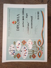 ORGANIZATIA PIONIERILOR DIN R.S.R. * DIPLOMA CUPA CUTEZATORII, 1975
