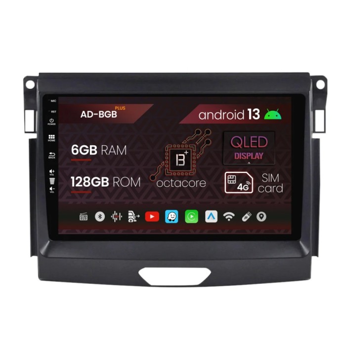 Navigatie Ford Ranger (2015-2020), Android 13, B-Octacore 6GB RAM + 128GB ROM, 9 Inch - AD-BGB9006+AD-BGRKIT120
