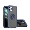 Husa anti fall metal bracket pentru apple iphone 14, rezistenta la socuri, margini colorate, cu inel de prindere magnetic, flippy, albastru
