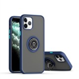 Husa anti fall metal bracket pentru apple iphone 11, rezistenta la socuri, margini colorate, cu inel de prindere magnetic, flippy, albastru