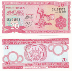 Burundi 20 Francs 2005 UNC foto