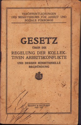 HST C2023 Gesetz uber .. kollektiven arbeitskonflikte 1920 tipărit la Sibiu foto