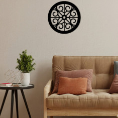 Decoratiune de perete, Rustic Circles 2, Metal, 30 x 30 cm, Negru