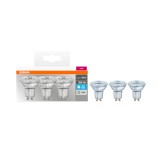 Set 3 becuri LED Osram Base Par16 50, GU10, 4.3W (50W), 350 lm, temperatura lumina (4000K) - RESIGILAT