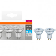 Set 3 becuri LED Osram Base Par16 50, GU10, 4.3W (50W), 350 lm, temperatura lumina (4000K) - RESIGILAT