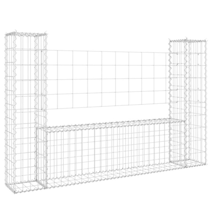 Cos de gabion in forma de U, 2 stalpi, 140x20x100 cm, fier