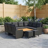 vidaXL Seturi de mobilier cu pernă 8 pcs Negru Ratan PE 3422195
