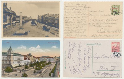 Arad 1915 &amp;amp; 1917 doua ilustrate trimise de sotia feldmaresalului Hermann Koevess von Koevesshaza, ultimul Ministru de Razboi al Austro-Ungariei foto
